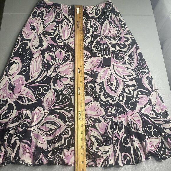 KARIN STEVENS 2 Piece Skirt Blouse Set Purple Floral Midi Ruffle Vintage 80s 10 - Picture 7 of 15